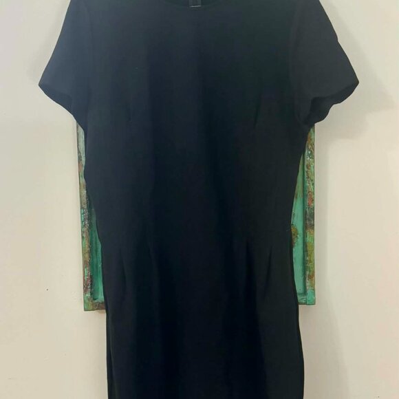Lord & Taylor Black Midi Sheath Dress – Size Large - Picture 2 of 4